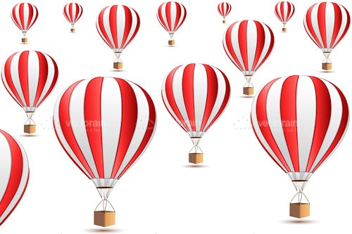 Hot Air Balloons or Parachutes in Red and White